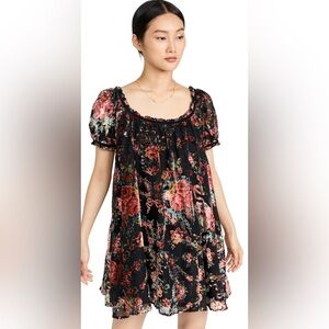 🔥Free People Beautiful Velvet Blooms Mini Dress Size Small